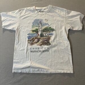Golden Hour Cape Cod Massachusetts Lighthouse Graphic T-Shirt White Men M/L